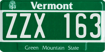 VT license plate ZZX163