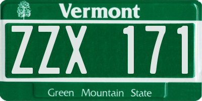 VT license plate ZZX171