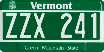 VT license plate ZZX241