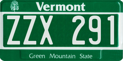 VT license plate ZZX291