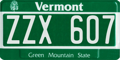 VT license plate ZZX607