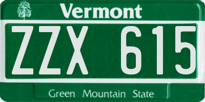 VT license plate ZZX615