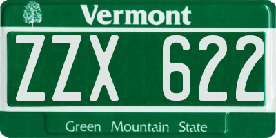 VT license plate ZZX622