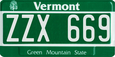 VT license plate ZZX669