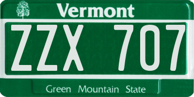 VT license plate ZZX707