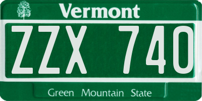 VT license plate ZZX740