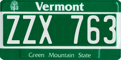 VT license plate ZZX763