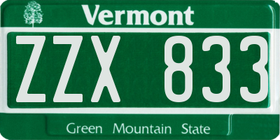 VT license plate ZZX833