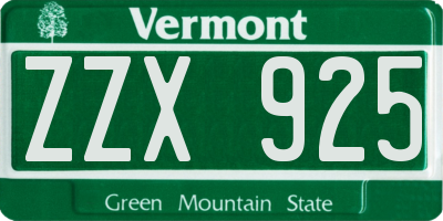 VT license plate ZZX925