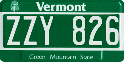 VT license plate ZZY826