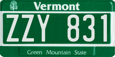 VT license plate ZZY831