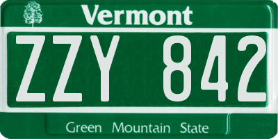VT license plate ZZY842