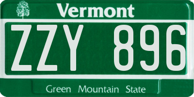 VT license plate ZZY896