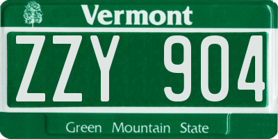 VT license plate ZZY904