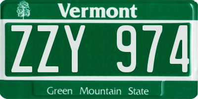 VT license plate ZZY974