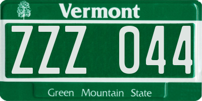 VT license plate ZZZ044
