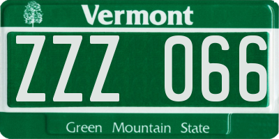 VT license plate ZZZ066