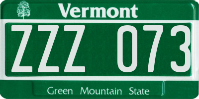 VT license plate ZZZ073