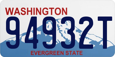 WA license plate 94932T