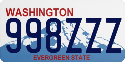 WA license plate 998ZZZ