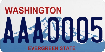 WA license plate AAA0005
