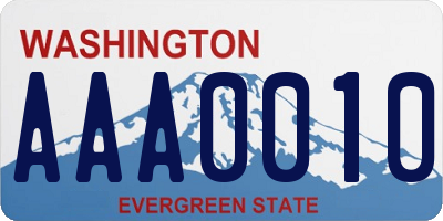 WA license plate AAA0010