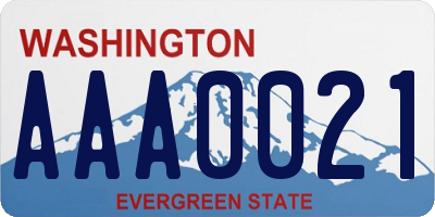 WA license plate AAA0021