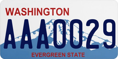 WA license plate AAA0029