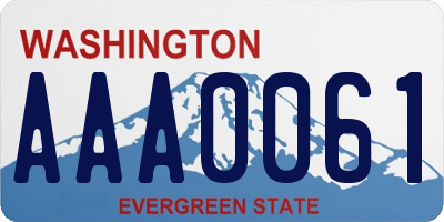 WA license plate AAA0061