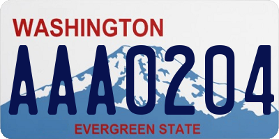 WA license plate AAA0204