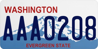 WA license plate AAA0208