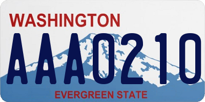 WA license plate AAA0210
