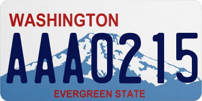 WA license plate AAA0215
