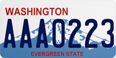 WA license plate AAA0223