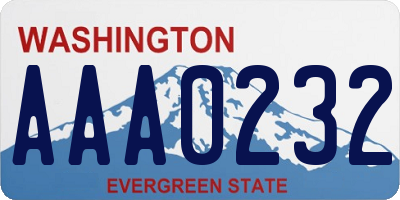 WA license plate AAA0232