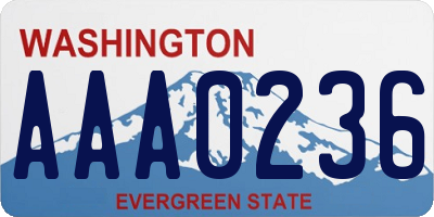 WA license plate AAA0236