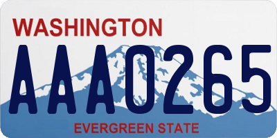 WA license plate AAA0265