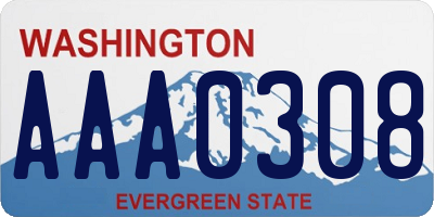 WA license plate AAA0308
