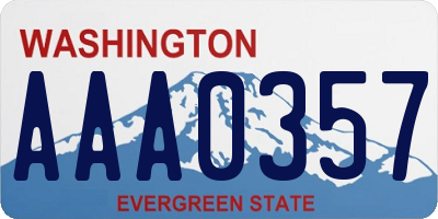 WA license plate AAA0357