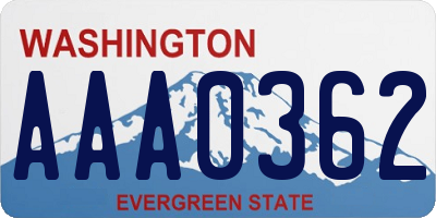 WA license plate AAA0362