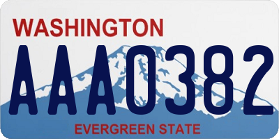 WA license plate AAA0382