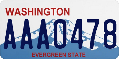 WA license plate AAA0478