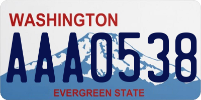 WA license plate AAA0538