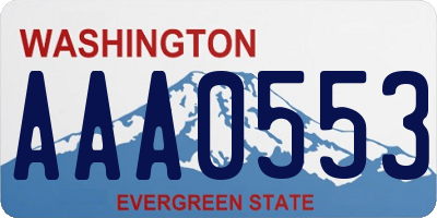 WA license plate AAA0553
