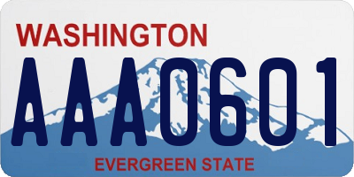 WA license plate AAA0601