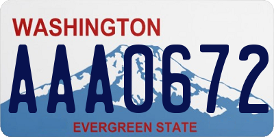 WA license plate AAA0672