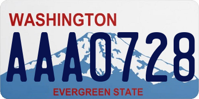 WA license plate AAA0728