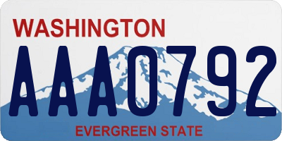 WA license plate AAA0792