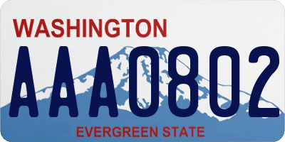 WA license plate AAA0802