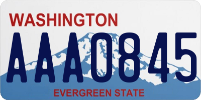 WA license plate AAA0845